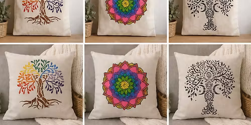 Stencilling with fabric paints - decorate a tote bag or cushion cover 