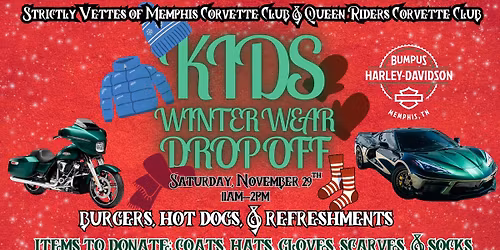 Kids Winter Wear Drop Off | Strictly Vettes of Memphis Corvette Club & Queen Riders Corvette Club