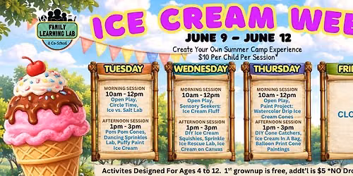 Ice Cream Week! Mix & Match Summer Camp Sessions $10