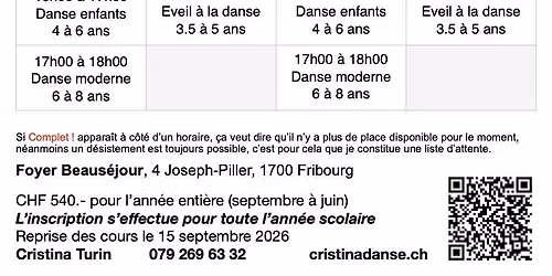 Rentr\u00e9e des classes de danse pour enfants \u00e0 Fribourg