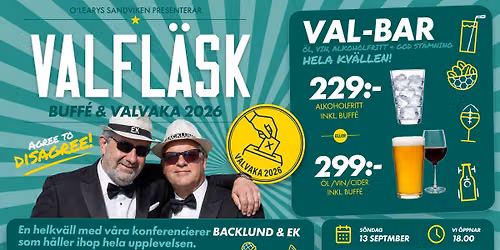 Valfl\u00e4sk \u2013 Buff\u00e9 & Valvaka 2026 med Backlund & Ek!