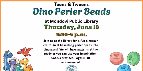 Summer Reading Teens & Tweens Program:  Dino Perler Beads