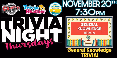 18+ LIVE TRIVIA NIGHTS: GENERAL KNOWLEDGE! 11\/20