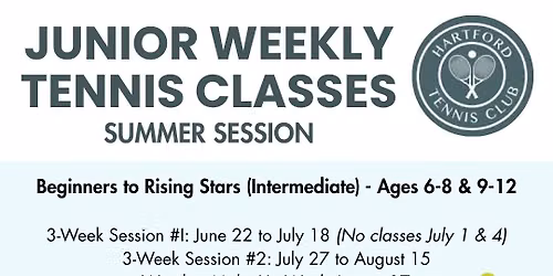 Junior Weekly Tennis Classes: Summer Session
