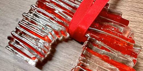 Fused Glass Stacked Glass Candy Cane & Ornament