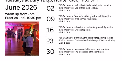 Tuesdays@Bury Tango in June