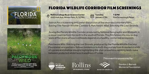 Florida Wildlife Corridor Film Screenings At Rollins College