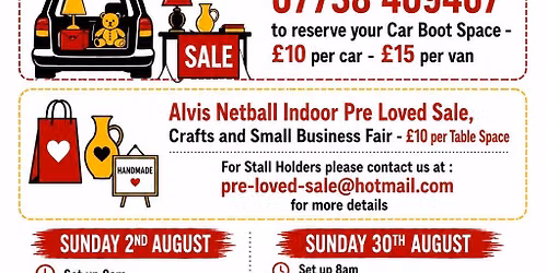 OC\u2019s Car Boot, Alvis Pre Loved & Craft Fair, Family Fun Day