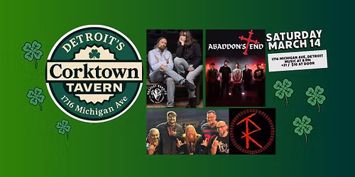Corktown Tavern Live Rock Show featuring Snapcat Bandits, Abaddon's End, Renegade Train