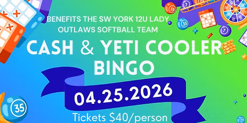 12u Lady Outlaws Cash and Cooler Bingo
