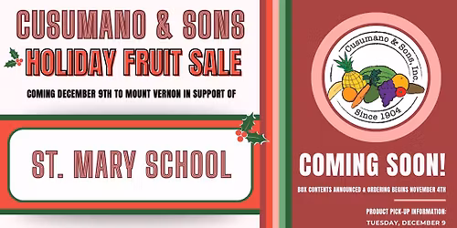 St. Mary School Annual Holiday Fruit Fundraiser