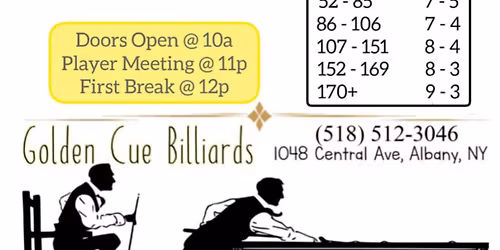 Golden Cue Monthly 9-Ball Singles Tournament