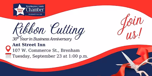 Ribbon Cutting \u2013 30th Year in Business Anniversary Ant Street Inn