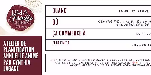 atelier de planification annuelle anim\u00e9 par Cynthia Lagac\u00e9