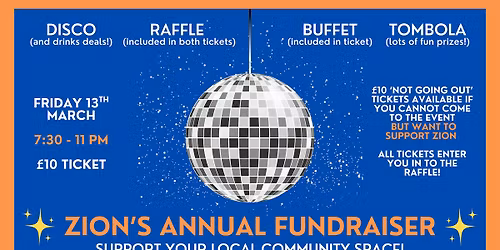Zion's ANNUAL FUNDRAISER (I'll Be There & Not Going Out Tickets!)