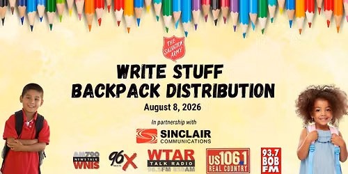 Write Stuff Backpack Distribution at The Salvation Army Suffolk Corps