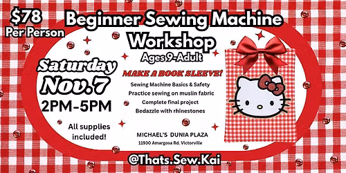VICTORVILLE Beginner Sewing Machine Workshop HK Booksleeve