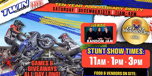 10 Year Anniversary Party with Twin Stunts! | SATURDAY | DECEMBER 13TH