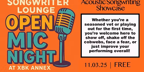 Songwriter Lounge Open Mic Night \/\/ FREE!