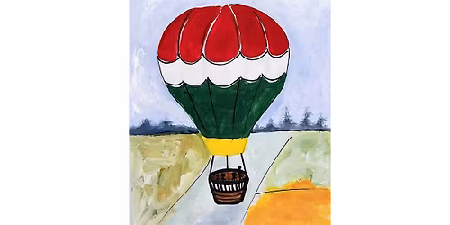 Colorful Hot Air Balloon \u2013 Kids Mixed Media Painting Class