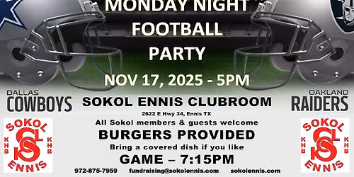 Monday Night Football Party \/ Cowboys vs Raiders