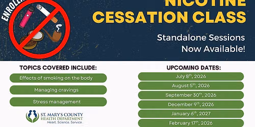 FREE Individual Cessation Classes available through The St. Mary's County Health Department