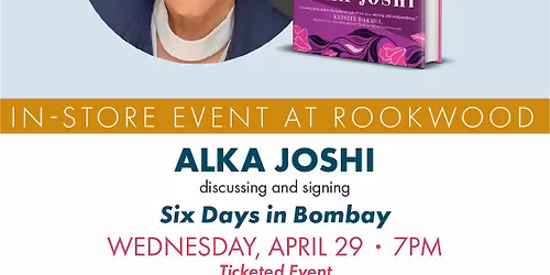 Alka Joshi discussing and signing Six Days in Bombay