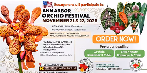 Ecuagenera will participate in The Ann Arbor Orchid Festival
