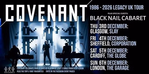 COVENANT 1986-2026 Legacy Tour + Special Guests BLACK NAIL CABARET