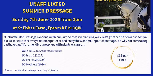 Unaffiliated Summer Dressage - Sunday 7th June 2026