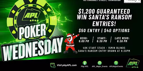 $1200GTD Wednesday Poker @ Fitzy's Toowoomba