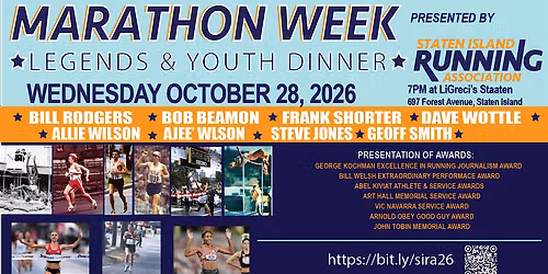 Marathon Week Legends Dinner presented by Staten Island Running Association