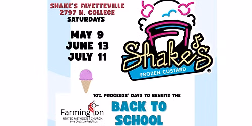 Back to School Bonanza Fundraiser @ Shake's Frozen Custard