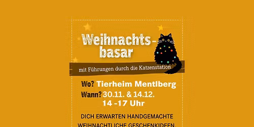 Weihnachtsbasar mit F\u00fchrungen durch die Katzenstation