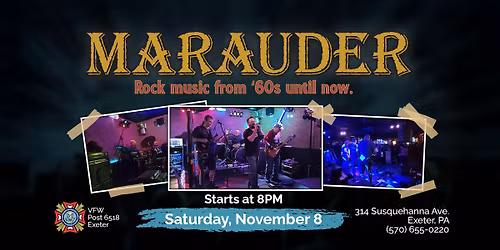 Rock Music from 60s to now! Exeter VFW November 8th at 8PM