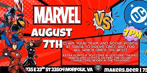 Marvel vs DC Trivia at Maker's Craft Brewery