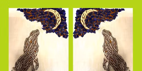 Mosaic Hare looking at the moon