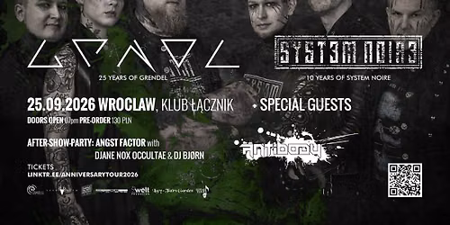 GRENDEL & SYSTEM NOIRE + ANTIBODY | Anniversary Tour 2026 @ Klub \u0141\u0105cznik, Wroc\u0142aw