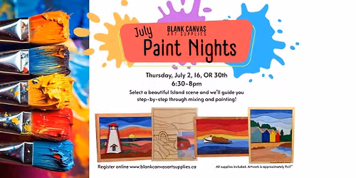 July Paint Nights at Blank Canvas Art Supplies