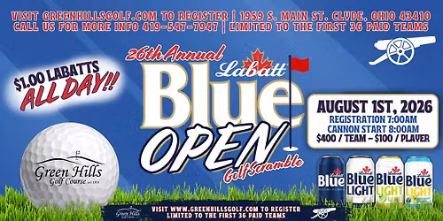26th Annual Labatt Blue Open Golf Scramble at Green Hills G.C.