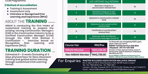 Construction Manager(CM) Certification programme