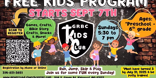 FREE Kids Club \u2013 Starts Sept 7th!