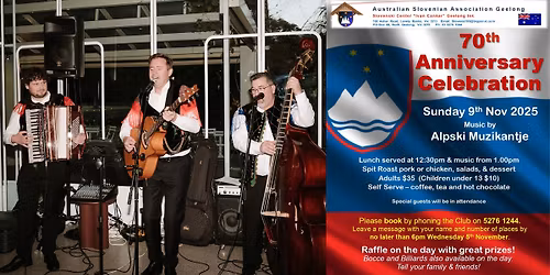 Alpski Muzikantje at the Slovenian Club Geelong's 70th Anniversary Celebration