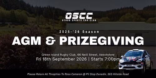 OSCC AGM & Prizegiving + Social Evening | 2025-'26 Season