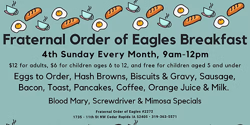 Fraternal Order of Eagles Monthly Breakfast