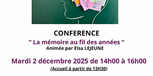 CONF\u00c9RENCE - LA M\u00c9MOIRE AU FIL DES ANN\u00c9ES