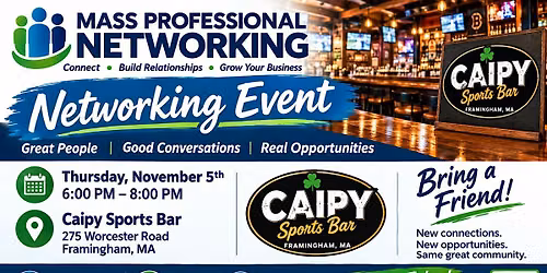 November Metrowest Networking &Social Event w\/ Mass Professional Networking