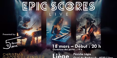 EPIC SCORES LIVE : Musiques de Films et de Jeux Vid\u00e9o avec Grosselfinger & 5 Seconds to Move \u00e0 Liege