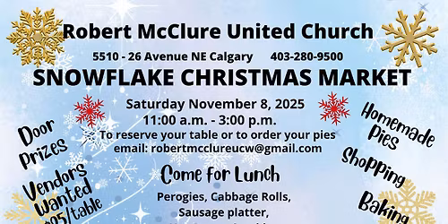 Snowflake Christmas Market Saturday Nov 8, 2025