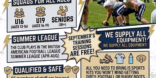 FREE Taster Sessions for Swindon Storm American Football Team
